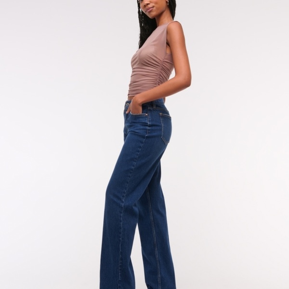 Abercrombie & Fitch Dark Blue baggy curve-love Jeans - Picture 2 of 7